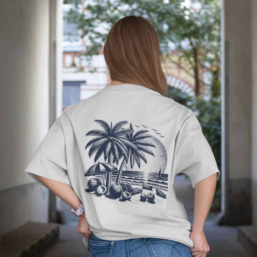 Remera Over Boxy "Blue Palm"
