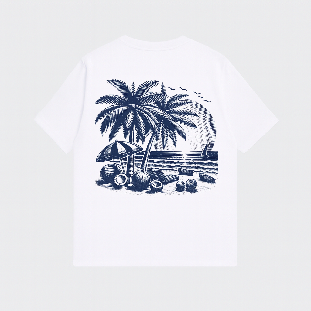 Remera Over Boxy "Blue Palm"